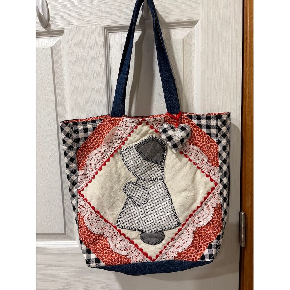 VINTAGE Sun Bonnet Sue Quilt Denim Shoulder Bag - Carry All Bag #3039